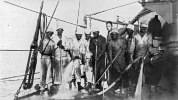 Hosing Down the Deck after Coaling