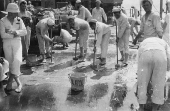 Holystoning, USS Oklahoma