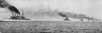 Battleships Steaming in Column