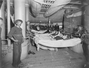 Hammocks on Deck, USS Brooklyn