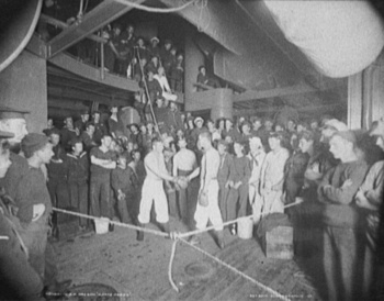 Boxers Shake Hands Before a Match, USS Oregon