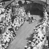 Wheelbarrow Race on Deck, July 4th, 1908 USS Connecticut