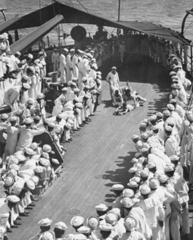 Wheelbarrow Race on Deck, July 4th, 1908 USS Connecticut